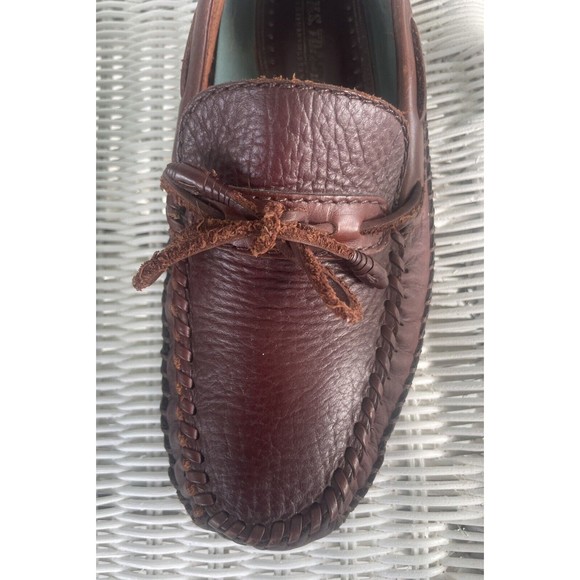 H S Trask Bozeman Montana Brown Leather Drivers Loafers Mens Size 8 1/2D - Picture 3 of 13